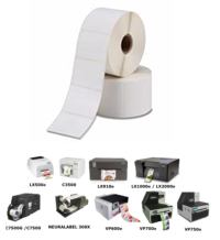 Gloss white labels on rolls for Ink Jet Colour Printers - choose by printer model, then size